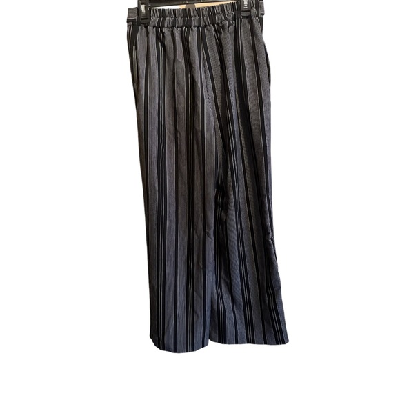 Cynthia Rowley black gray pinstripes pants sz 6 stretch front tie - Picture 2 of 4